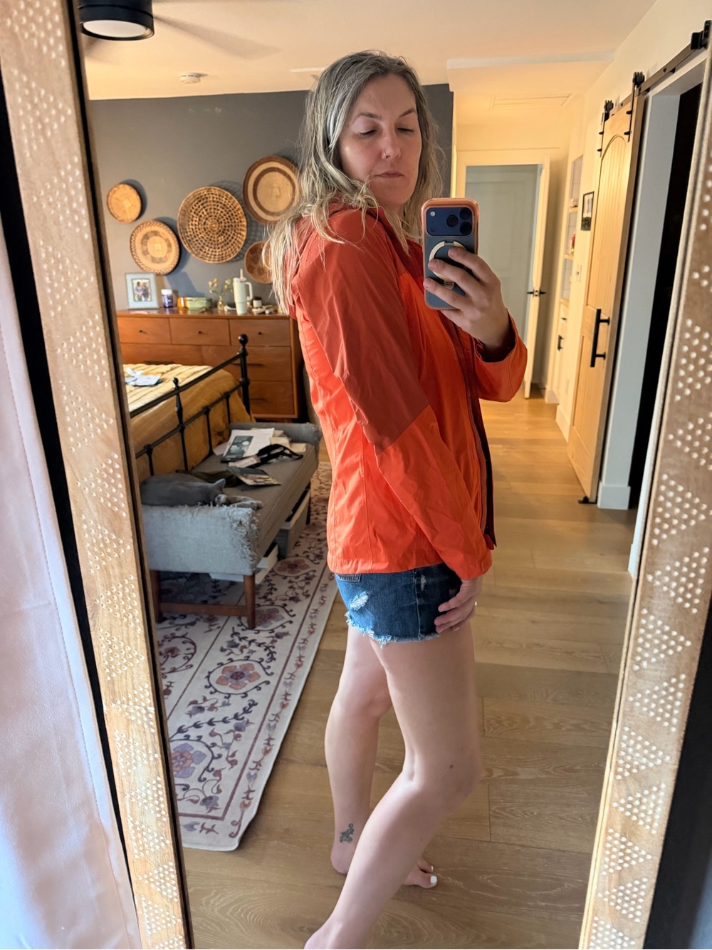 Women's orange two tone REI rain!jacket